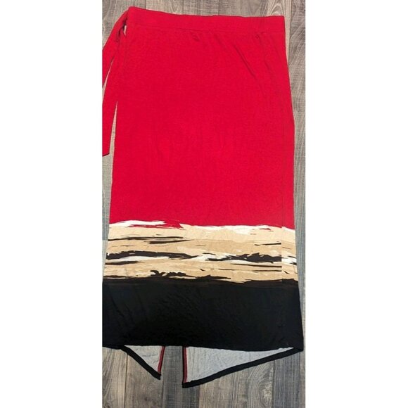 Worthington Baha 36" Multicolor‎ Tie Waist Straight Skirt Lightweight Pull On - Picture 10 of 10